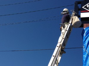 看板灯電源工事 施工中 北名古屋市