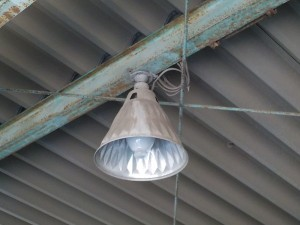 愛知県の工場にて、高所作業 水銀灯照明からLED照明へ照明取替工事(岩崎製)のご依頼をいただきました。